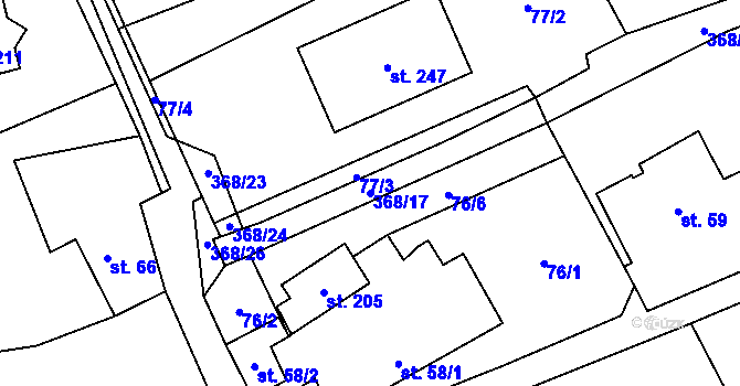 Parcela st. 368/17 v KÚ Stašov u Zdic, Katastrální mapa