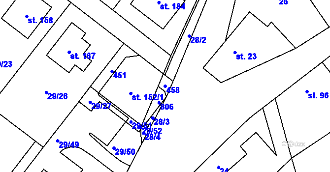 Parcela st. 458 v KÚ Stašov u Zdic, Katastrální mapa