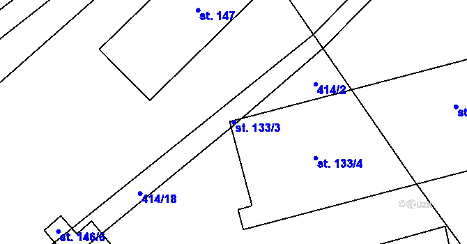 Parcela st. 133/3 v KÚ Stašov u Zdic, Katastrální mapa
