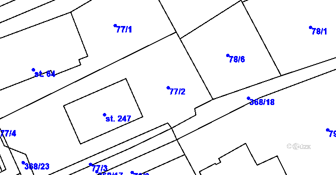Parcela st. 77/2 v KÚ Stašov u Zdic, Katastrální mapa