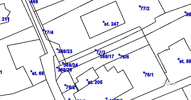 Parcela st. 77/3 v KÚ Stašov u Zdic, Katastrální mapa