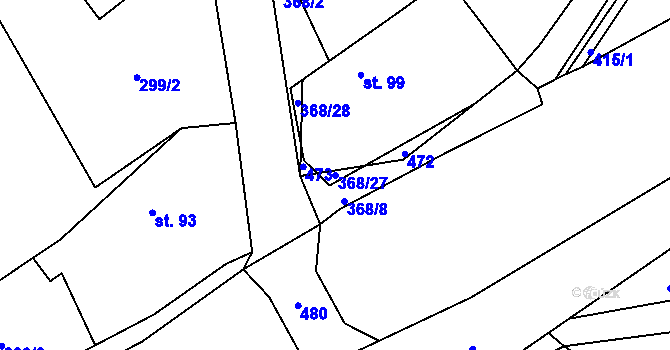 Parcela st. 368/27 v KÚ Stašov u Zdic, Katastrální mapa
