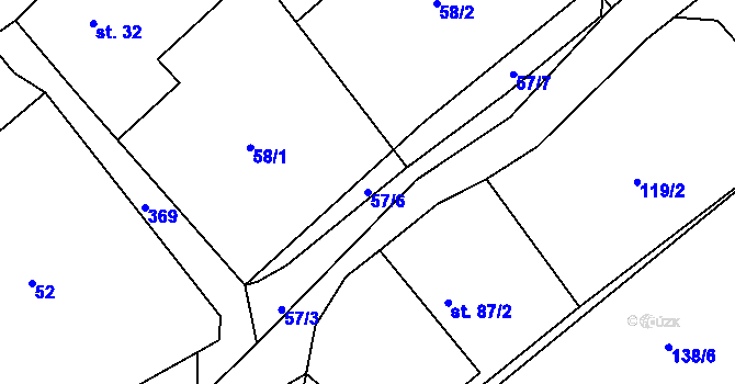 Parcela st. 57/6 v KÚ Stašov u Zdic, Katastrální mapa