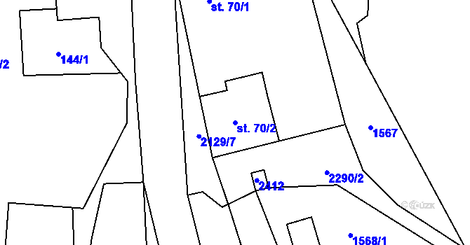 Parcela st. 70/2 v KÚ Stašov, Katastrální mapa
