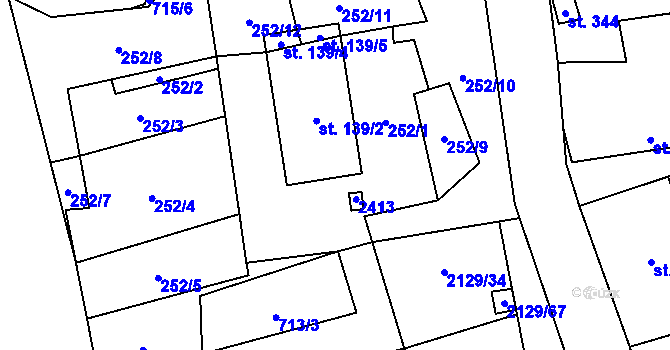 Parcela st. 139/3 v KÚ Stašov, Katastrální mapa