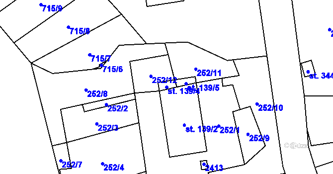 Parcela st. 139/4 v KÚ Stašov, Katastrální mapa