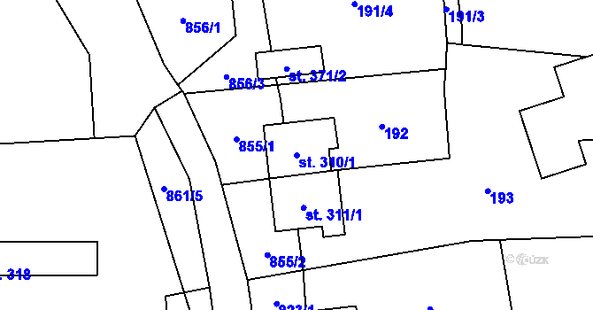 Parcela st. 310/1 v KÚ Stašov, Katastrální mapa