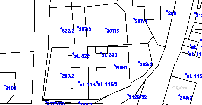 Parcela st. 330 v KÚ Stašov, Katastrální mapa
