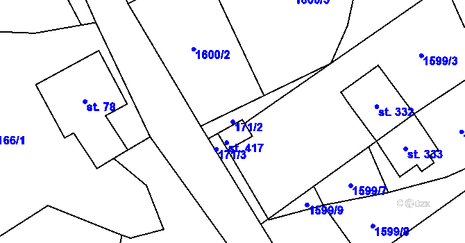 Parcela st. 171/2 v KÚ Stašov, Katastrální mapa
