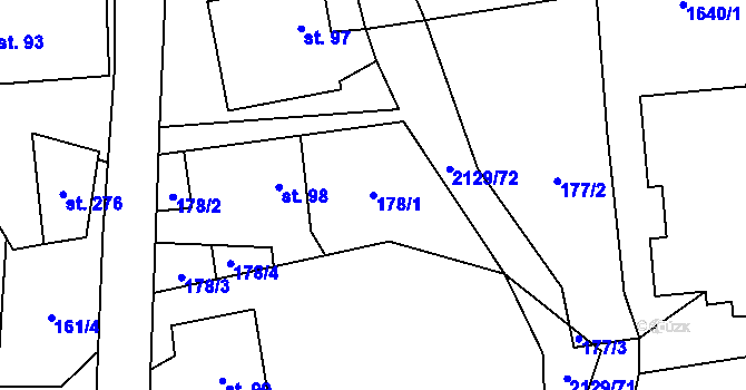 Parcela st. 178/1 v KÚ Stašov, Katastrální mapa