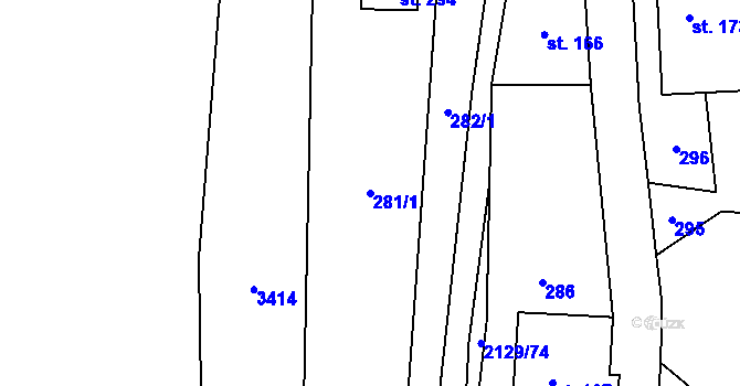Parcela st. 281/1 v KÚ Stašov, Katastrální mapa
