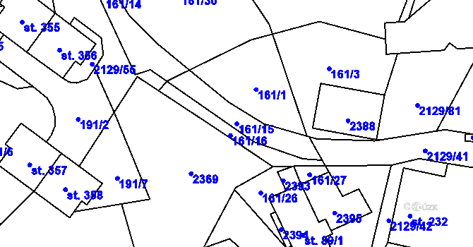 Parcela st. 161/15 v KÚ Stašov, Katastrální mapa