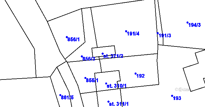 Parcela st. 371/2 v KÚ Stašov, Katastrální mapa