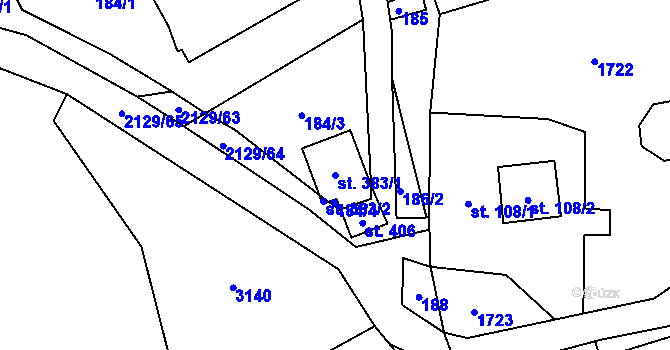Parcela st. 383/1 v KÚ Stašov, Katastrální mapa