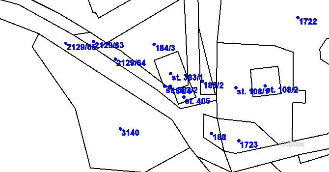 Parcela st. 383/2 v KÚ Stašov, Katastrální mapa