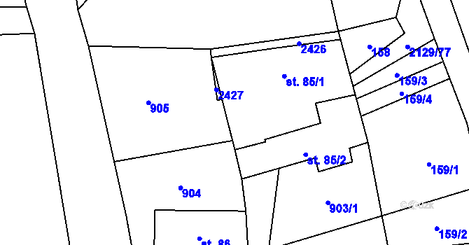 Parcela st. 85/3 v KÚ Stašov, Katastrální mapa