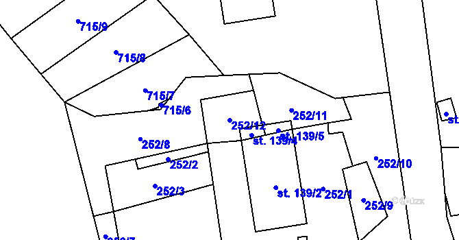 Parcela st. 252/12 v KÚ Stašov, Katastrální mapa