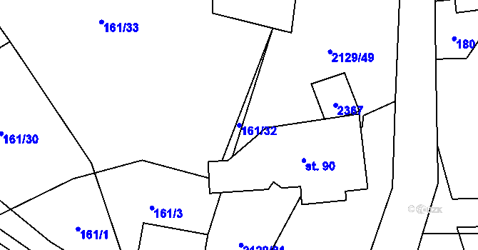 Parcela st. 161/32 v KÚ Stašov, Katastrální mapa