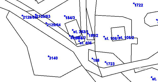 Parcela st. 406 v KÚ Stašov, Katastrální mapa