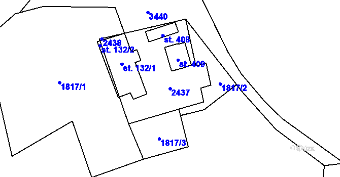 Parcela st. 2437 v KÚ Stašov, Katastrální mapa