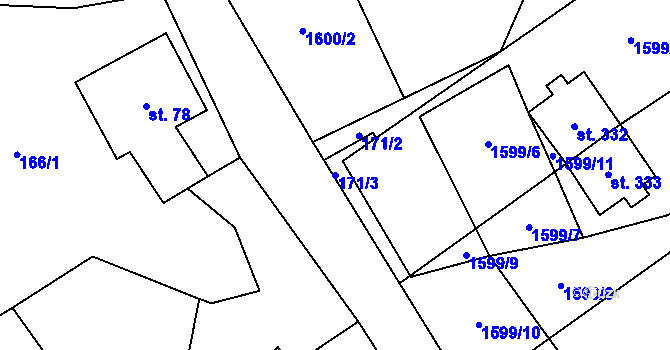 Parcela st. 171/3 v KÚ Stašov, Katastrální mapa