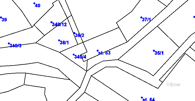 Parcela st. 53 v KÚ Statenice, Katastrální mapa