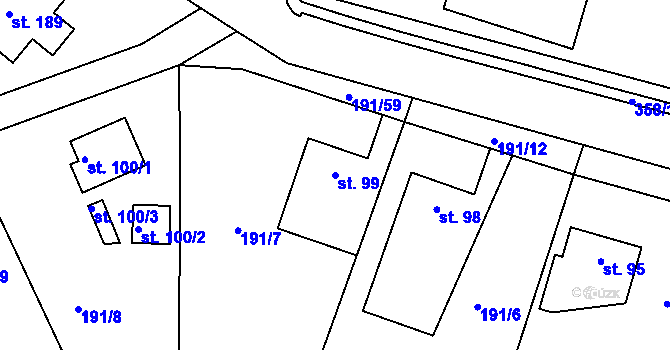 Parcela st. 99 v KÚ Statenice, Katastrální mapa