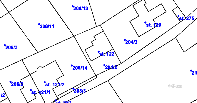 Parcela st. 122 v KÚ Statenice, Katastrální mapa
