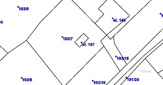 Parcela st. 187 v KÚ Statenice, Katastrální mapa