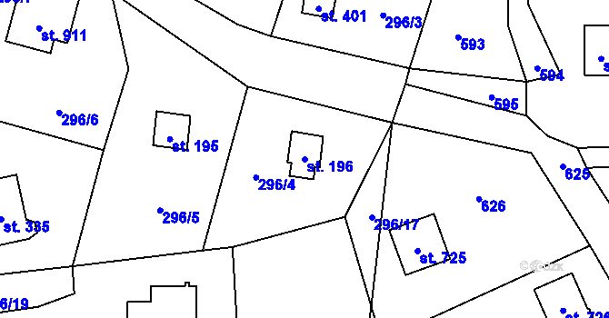 Parcela st. 196 v KÚ Statenice, Katastrální mapa