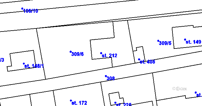 Parcela st. 212 v KÚ Statenice, Katastrální mapa