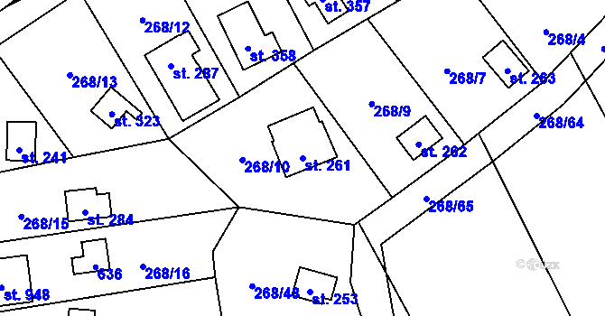Parcela st. 261 v KÚ Statenice, Katastrální mapa