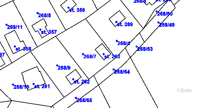 Parcela st. 263 v KÚ Statenice, Katastrální mapa