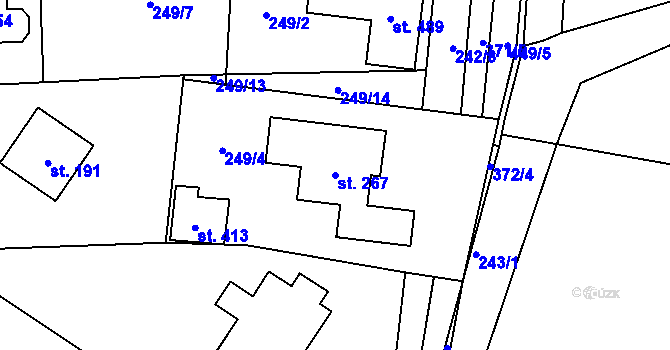 Parcela st. 267 v KÚ Statenice, Katastrální mapa