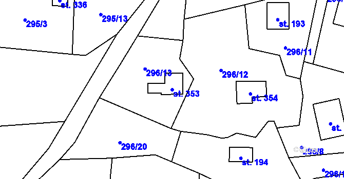 Parcela st. 353 v KÚ Statenice, Katastrální mapa
