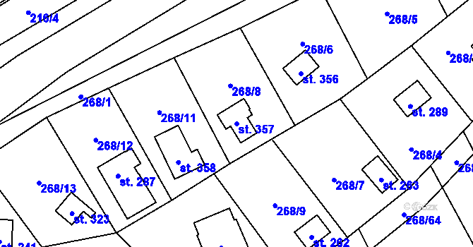 Parcela st. 357 v KÚ Statenice, Katastrální mapa