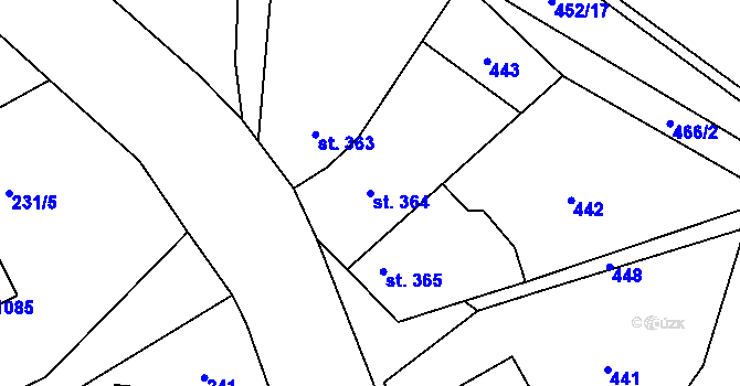 Parcela st. 364 v KÚ Statenice, Katastrální mapa