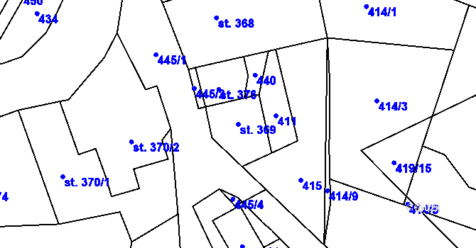 Parcela st. 369 v KÚ Statenice, Katastrální mapa