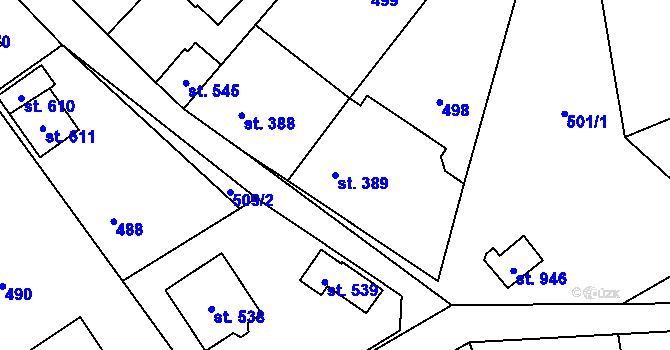 Parcela st. 389 v KÚ Statenice, Katastrální mapa