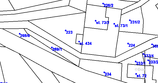 Parcela st. 434 v KÚ Statenice, Katastrální mapa