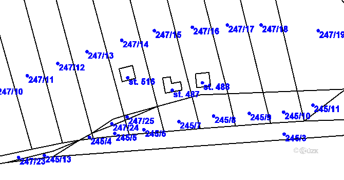 Parcela st. 487 v KÚ Statenice, Katastrální mapa