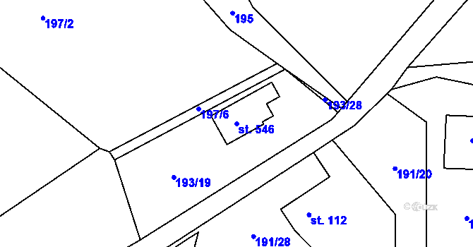 Parcela st. 546 v KÚ Statenice, Katastrální mapa