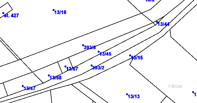 Parcela st. 13/45 v KÚ Statenice, Katastrální mapa