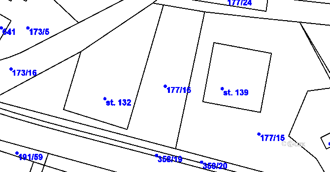 Parcela st. 177/16 v KÚ Statenice, Katastrální mapa