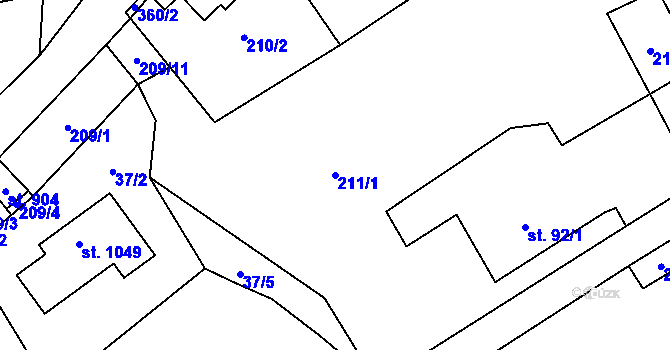 Parcela st. 211/1 v KÚ Statenice, Katastrální mapa