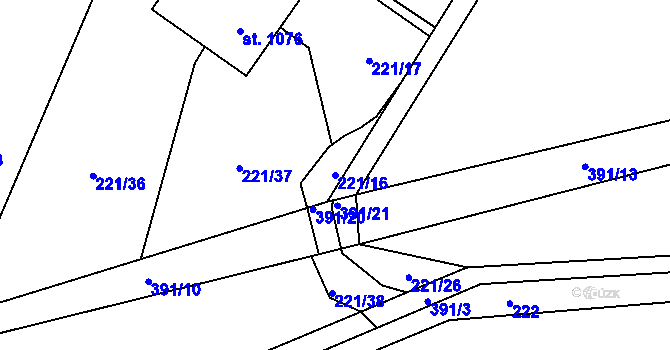 Parcela st. 221/16 v KÚ Statenice, Katastrální mapa