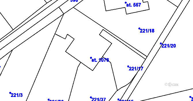 Parcela st. 221/17 v KÚ Statenice, Katastrální mapa