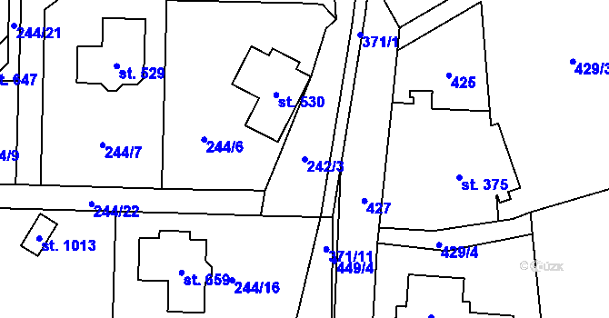 Parcela st. 242/3 v KÚ Statenice, Katastrální mapa