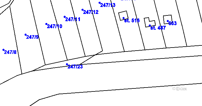 Parcela st. 245/4 v KÚ Statenice, Katastrální mapa