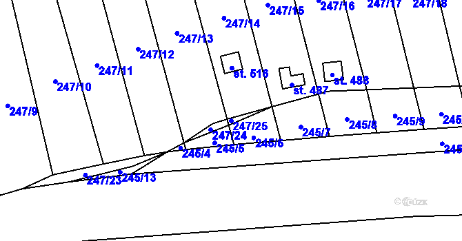 Parcela st. 247/25 v KÚ Statenice, Katastrální mapa